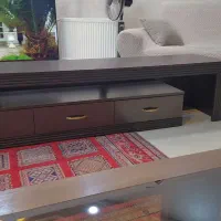 میز تلویزیون چوب سنگ قهوه‌ای