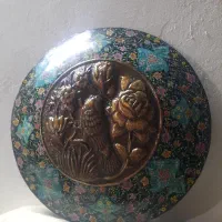 بشقاب مس و مینا کاری