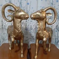 جفت مجسمه قوچ نر و ماده، کار وارداتی، برنز