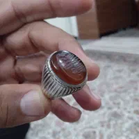انگشتر نفره مردانه عقیق.کهنه