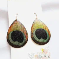 گوشواره آویز بلند بال طاووس چند رنگ کیوت