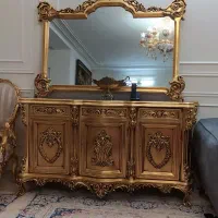ست آینه کنسول و میز تی وی طلاکوب