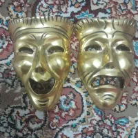 دیوار کوب صورت خندان و گریان ، جنس برنجی