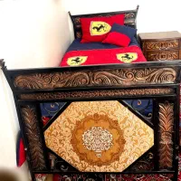 تخت خواب آهنی محکم و پاتختی|تخت و سرویس خواب|مرند, |دیوار