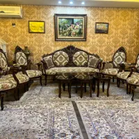 مبل استیل سلطنتی عتیقه چوب گردو ۹ نفره