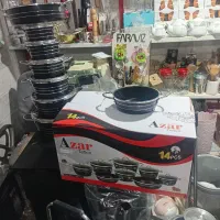 سرویس ۱۴ پارچه اذر ۶عدد قابلمه ۲ عدد تابه تفلون