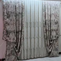 پرده بادوتا پارچه شال خارجی ضخیم وحریر درجه یک