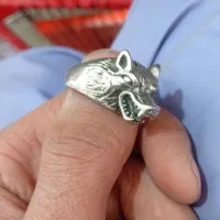 انگشتر گرگ آب کاری شده نقره