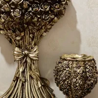 ست میز و گلدان طلایی|بوفه، ویترین، کنسول|اصفهان, شفق|دیوار