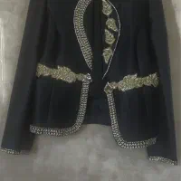 کت دامن شیک ساتن مشکی با کار دست طلایی|لباس|قم, بوستان علوی|دیوار
