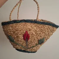 کیف حصیری گلدار