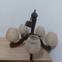 ست لوستر چوبی ۵ شاخه و ۳ شاخه و تک شاخه