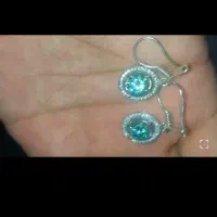 گوشواره نقره بانگین موزنایت آبی