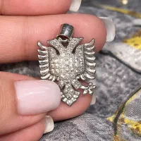 پلاک نقره 925 طرح عقاب،نگین‌دار