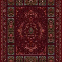 فرش طرح وینتیج اروپایی با زمینه آبی پتینه مناسب)/