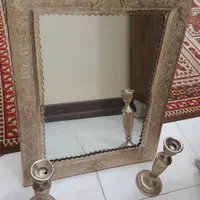 آینه و شمعدان نقره نما|صنایع دستی و سایر لوازم تزئینی|اصفهان, بیدآباد|دیوار