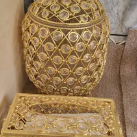 سطل زوجادستمال کاغذی،طلایی زیبا باضمانت تثبیت رنگ|ساعت دیواری و تزئینی|خمینی‌شهر, |دیوار