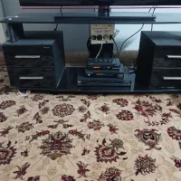 میز تلویزیون شیشه ای سالم ۴ کشو