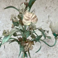 لوسر دوشعله انتیک قدیمی و عتیقه با گلهای کریستال