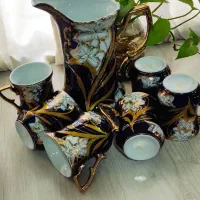 ظرف ظروف قدیمی دنسی لاجوردی زیر خاکی پیرکس