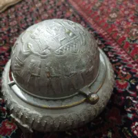 خاویار خوری قدیمی  برنجی با روکش نقره