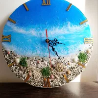 ساعت دیواری طرح دریا با رزین
