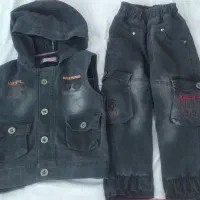 پافر وشلوار لی  پسرانه  رنگ زغالی