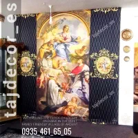 پرده چاپی طرح نقاشی فرانسوی|پرده، رانر، رومیزی|مشهد, حجاب (شهرک غرب)|دیوار