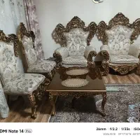 مبل سلطنتی 9 نفره با سه عدد جلو مبلی در حد نو