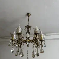 لوستر برنجی چشمه نور|لوستر و چراغ آویز|الوند, |دیوار