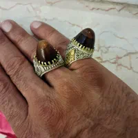 دوعددانگشترباباقوری‌بارکاب‌نقره‌دست‌ساز۹۲۵