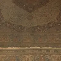 ۲ تخته قالی ۴×۳ رنگ زمینه سبز کار کرده