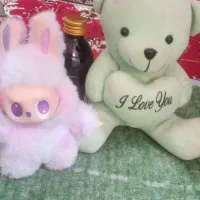 دوتا عروسک یکی خرسی و دیگری لبوبو