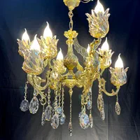 لوستر فرشته و دوگل تمام برنجی ۶شاخه ۹شعله