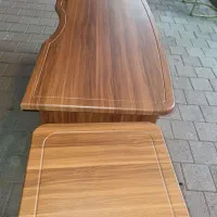 میز مدیریت تمام وکیوم و میز هایگلاس ال دار|دفتر کار|سقز, |دیوار