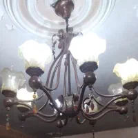 لوستر قدیمی ۸شاخه فلزی  حبابدار بسیارشیک وزیبا|لوستر و چراغ آویز|کرج, گلشهر|دیوار