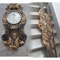 ساعت دیواری و دو عدد کتیبه منبت کاری