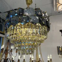 لوستر کریستالی برلیان طلایی 15 شاخه|لوستر و چراغ آویز|تهران, نیروی هوایی (پیروزی)|دیوار