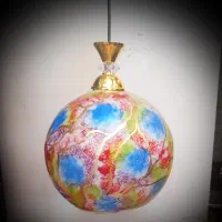 آکبند لوستر آویز تک شعله حباب سایز 25رنگی پتینه ای