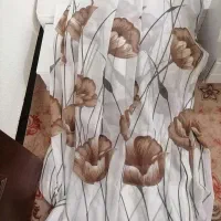 پرده حریر گلدار