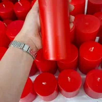 بسته شمع استوانه قرمز دکوری سه سایز