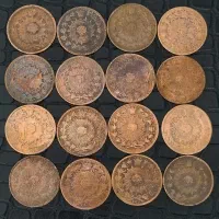 ۱۶ عدد سکه ۵۰ دیناری مسی ناصرالدین شاه|کلکسیون سکه، تمبر، اسکناس|تبریز, |دیوار