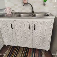 کابینت تمام فلز ضخیم وسنگ گرانیت وسینک وهود
