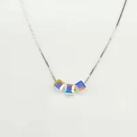 گردنبند نقره سواروسکی سه مکعب با سنگ اوپال|جواهرات|گلبهار, شهر جدید گلبهار|دیوار