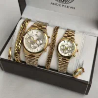 ست ساعت برند الگانس و دستبند و انگشتر استیل