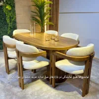 آگوستا میز ناهارخوری رادین و صندلی حصیری هیراد|میز و صندلی غذاخوری|تهران, مجیدیه|دیوار