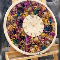 ساعت تابلو گل خشک رزینی