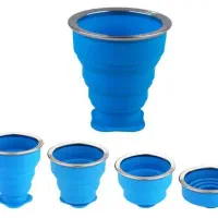 لیوان سیلکونی تاشو درب دار