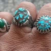 سه عددانگشترنقره فیروزه اصل