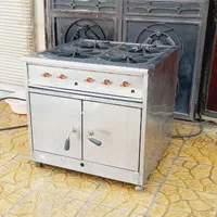 اجاق گاز فر دار چهار شعله تمام استیل درحد آکبند